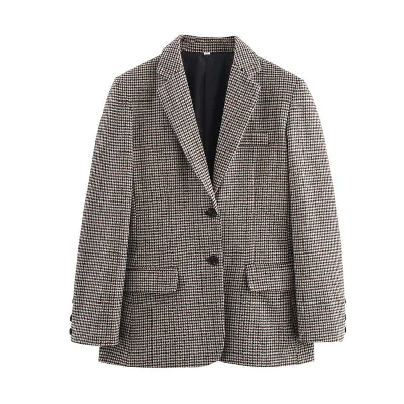 Houndstooth pattern blazer on a white background