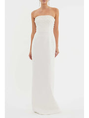White strapless gown on a white background