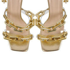 Chain Ankle Wrap Stiletto Sandals