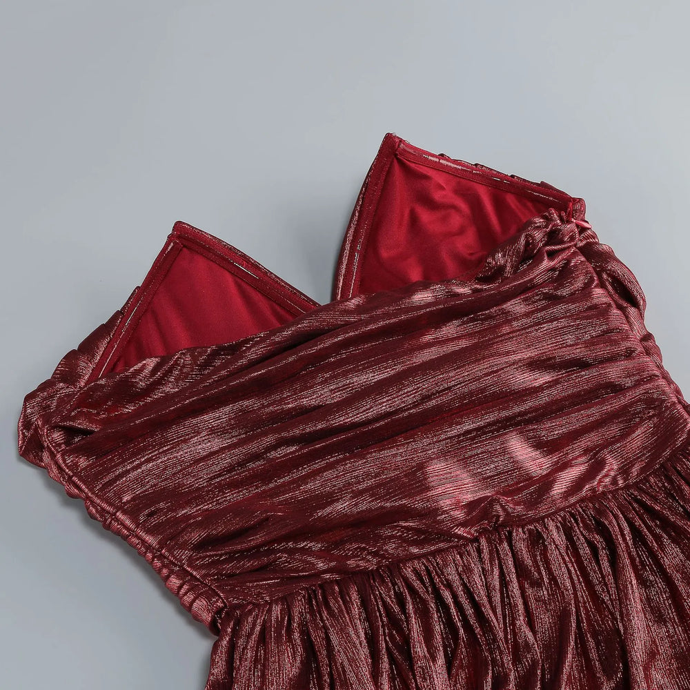 Plunging neckline slit maxi dress bodice detail