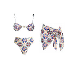 Geometric Patterned Two Piece Swimwear Set