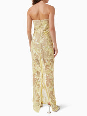 Strapless Sequin Embroidery Floral Sheath Maxi Dress