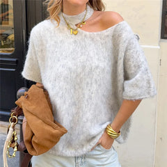 Cutout One Shoulder Knit Top