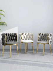 Leisure Chair Woven Velvet Soft Chairs Dining Stool