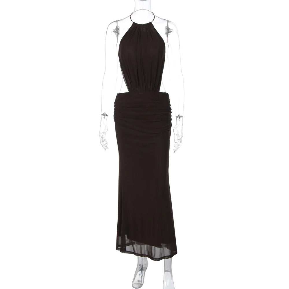Black halter neck dress on a mannequin