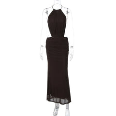 Black halter neck dress on a mannequin