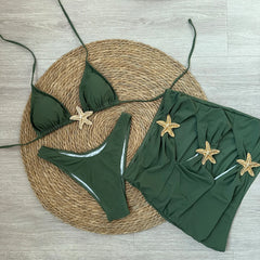 Black Starfish Embellished Bikini Set
