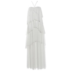 Strapless Ruffled Chiffon Maxi Dress