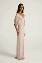 Draped Off-Shoulder Maxi Dress