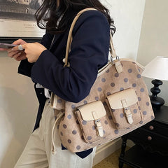 Polka Dot Faux Leather Tote Bag