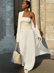 Yellow 2-Piece Lounge Set – Lightweight Cardigan & High-Waist Palazzo Trousers