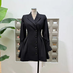 Black tailored A-line mini dress