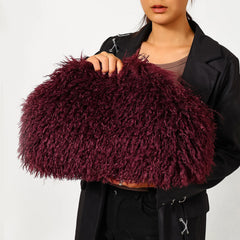 Fluffy Textured Clutch Bag