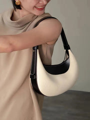 curved microfiber leather handbag for women