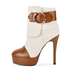 Platform Round Toe Stiletto Ankle Boots