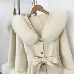 Wool Coat with Fox Fur Collar and Cuffs