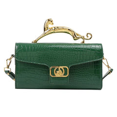 Embossed Croc Effect Animal Sculpture Top Handel Bag