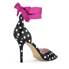 Polka Dot Ribbon Bow Ankle Strap Stiletto