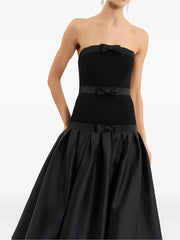 Strapless bow maxi dress bodice detail
