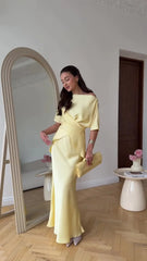 Elegant Yellow Trumpet Skirt & Top Set
