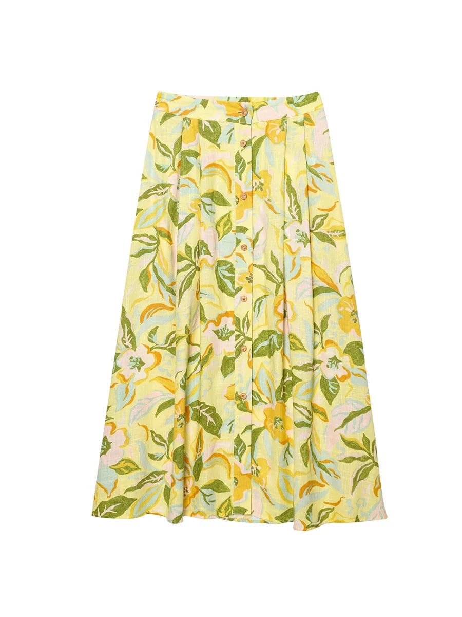 Floral patterned skirt on a white background