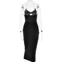 Halter Cut-Out Metal Detail Maxi Dress