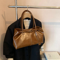 Glossy Faux Leather Top Handle Bag