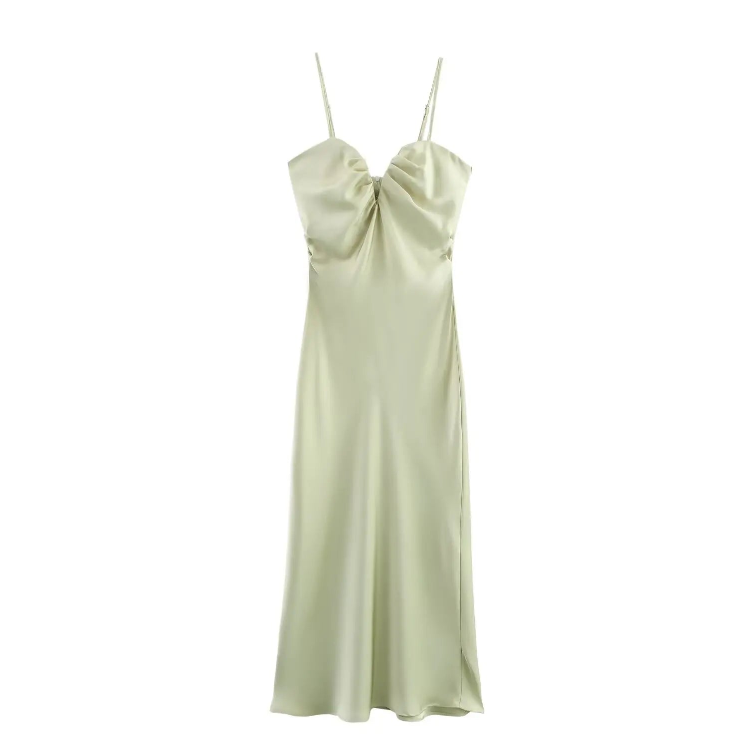 Light green satin slip dress