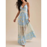 Maxi dress with tiered skirt and ruffle trim