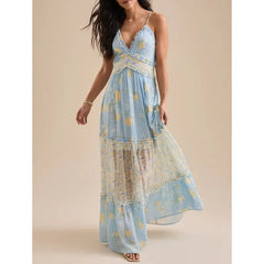 Maxi dress with tiered skirt and ruffle trim