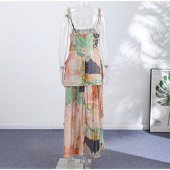 Floral Print Beaded Strap Top and Maxi Skirt Set