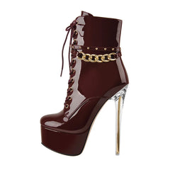 Patent Lace Up Platform Boots