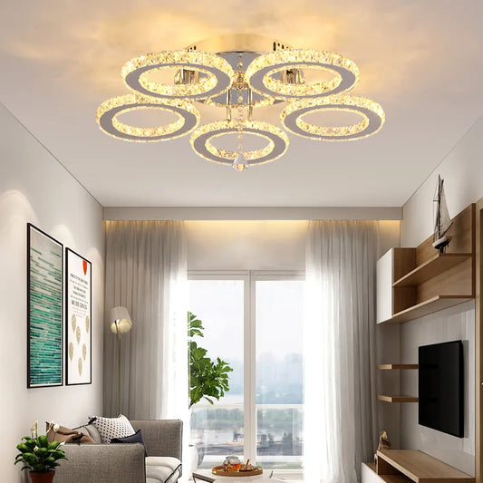 K9 Led Crystal Ceiling Lamp Smart Chandelier Pendant Ring Light