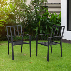 Outdoor Wrought Iron 2 pcs Backrest Dining Chairs