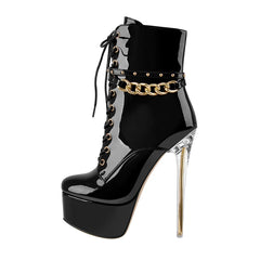 Patent Lace Up Platform Boots