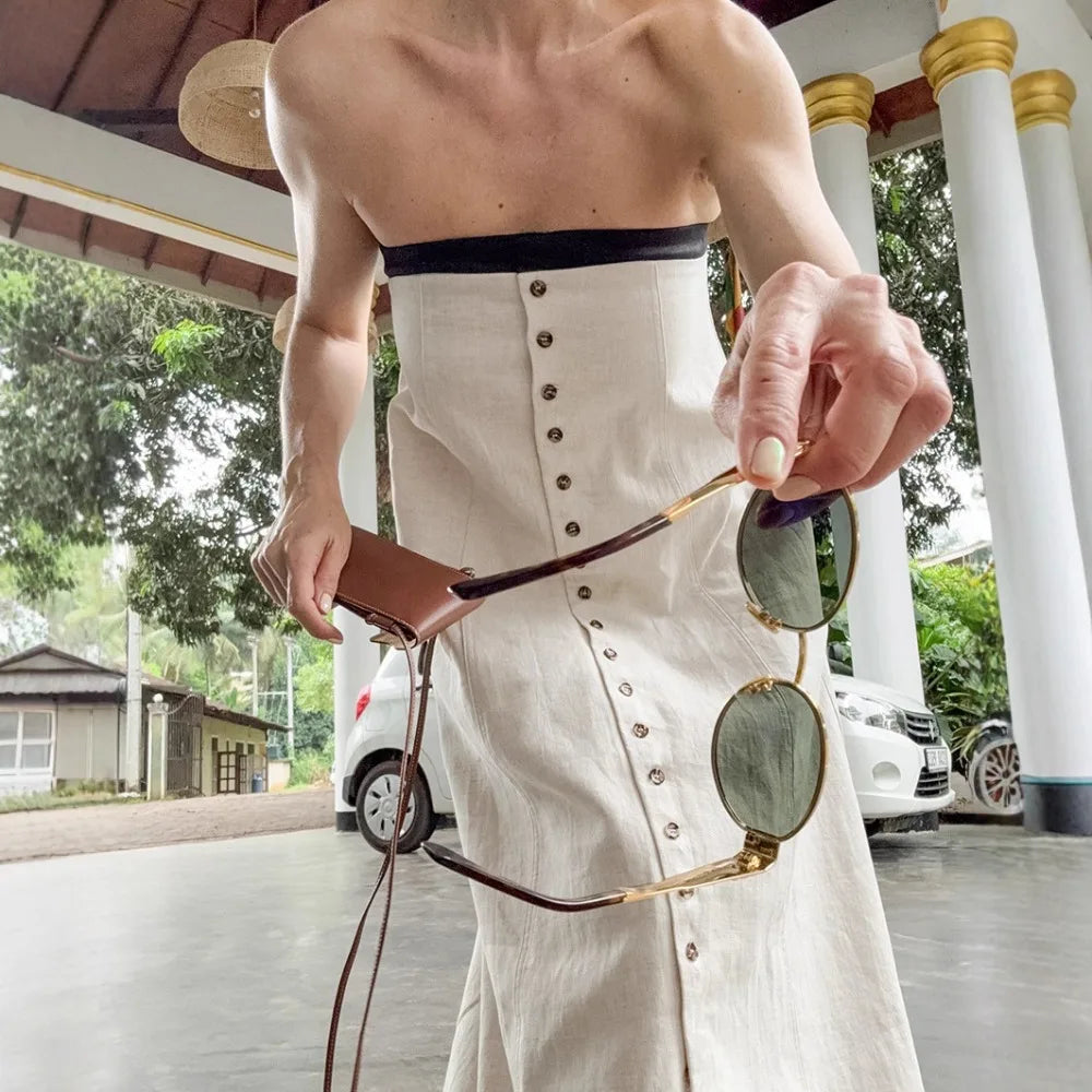 Loose fit A-line maxi dress styled for minimalist wardrobes and day-to-night comfort