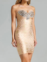 Above knee bodycon mini dress for runway and club events