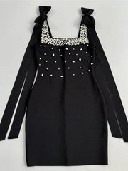 Above knee slim fit party dress with sparkling embellishments