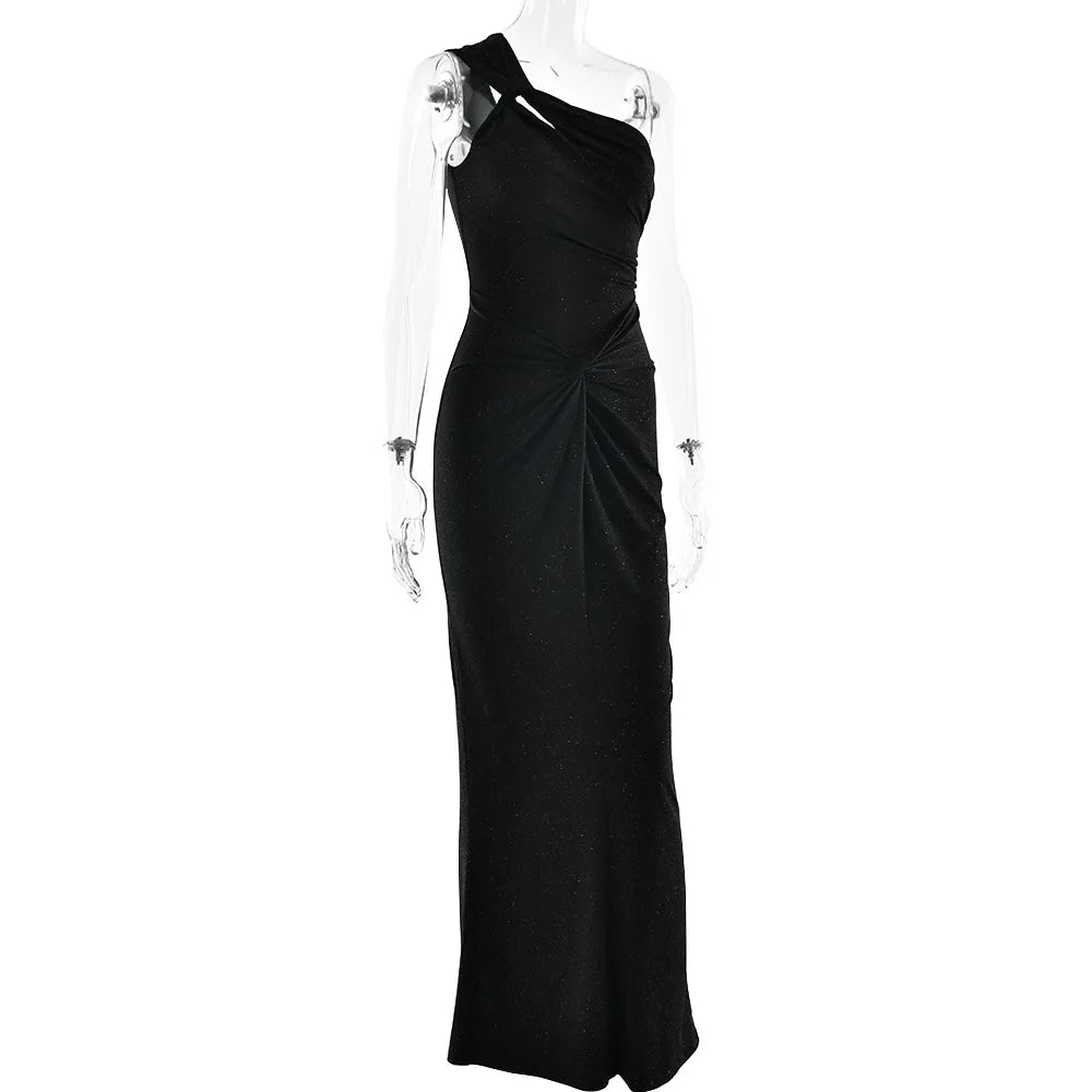 Asymmetrical green formal gown for black-tie occasions
