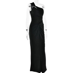 Asymmetrical green formal gown for black-tie occasions
