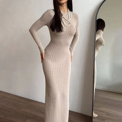 Autumn burgundy party dress worn outdoors for a seasonal look