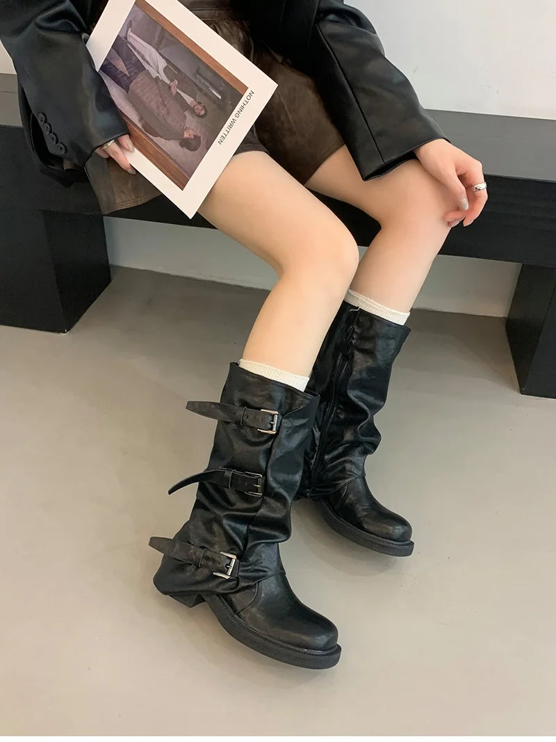 Autumn winter equestrian style boots for women