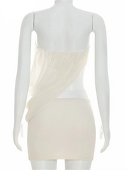 Draped Chiffon Tube Top and Mini Skirt Set