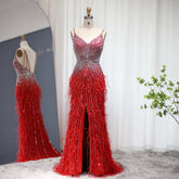 Back view of a backless beaded mermaid gown with elegant finish