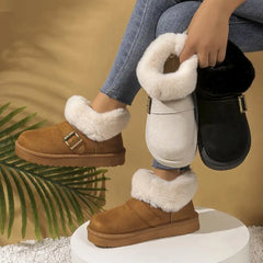 Brown casual winter boots with non slip sole