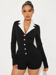black collared tailored playsuit for women in modern style