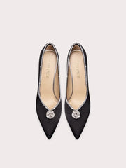 Black crystal pointed party pumps styled for modern occasions