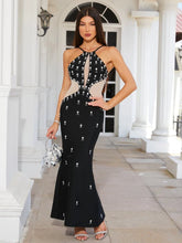 Black diamonds mesh bandage dress styled for celebrity parties