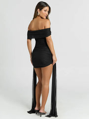 Black ruched bodycon dress for women’s evening and party outfits