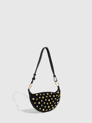 Harajuku retro black studded shoulder bag for women